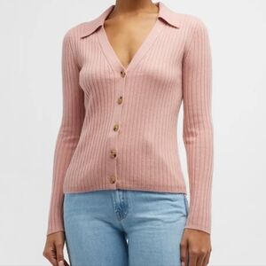 Veronica Beard Lazana Cashmere Button-Front Collared Cardigan